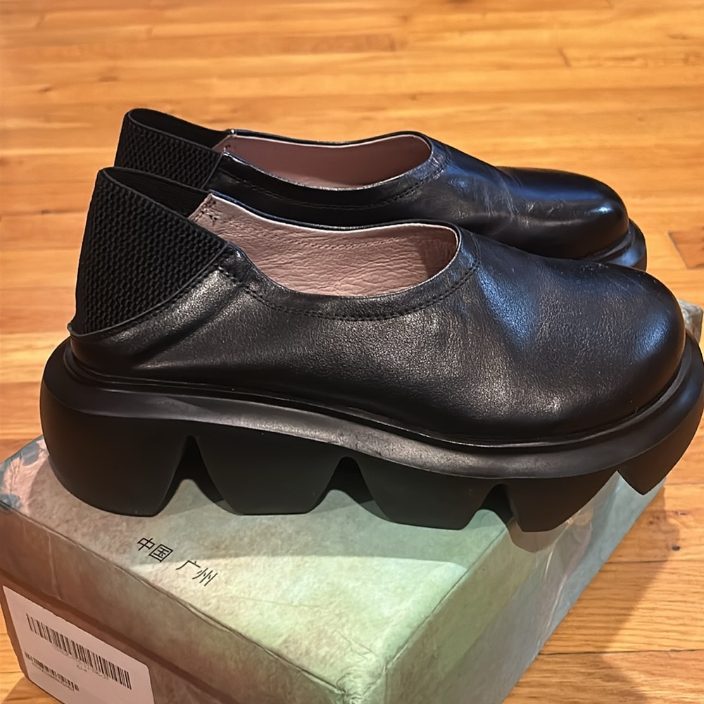 Black Chunky Sole Loafers
